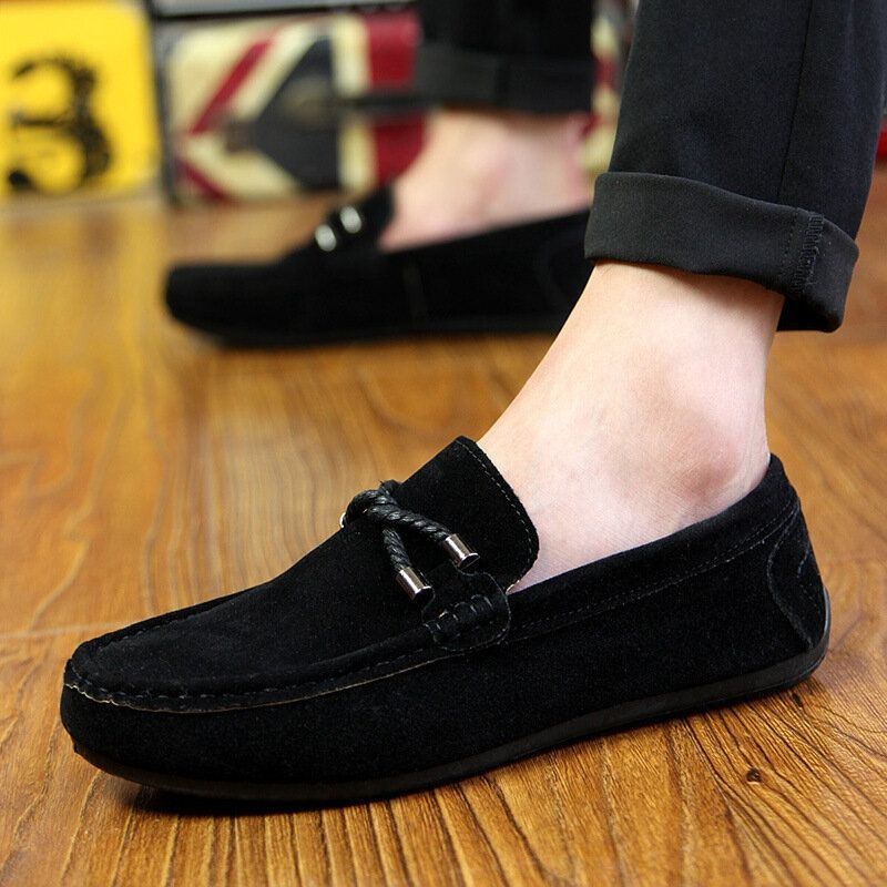 Herre Bløde Såler Kørelærred Slip On Casual Loafers Sko