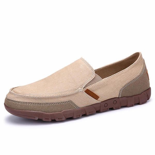 Herre Casual Canvas Slip On Bløde Åndbare Udendørs Lejligheder