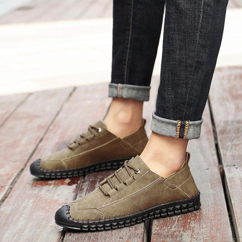 Herre Casual Microfiber Stitching Loafers