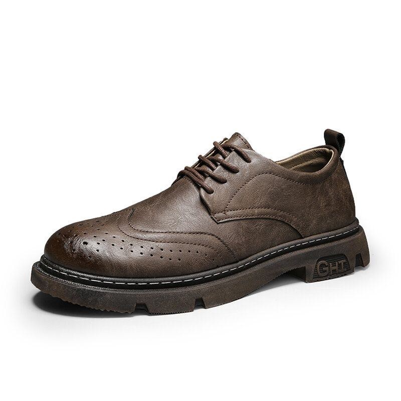 Herre Comfy Rund Tå Snørebånd Oxfords Brogue Casual Sko