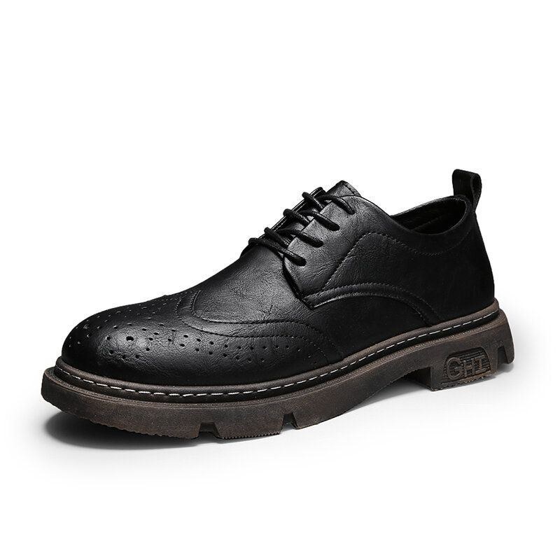 Herre Comfy Rund Tå Snørebånd Oxfords Brogue Casual Sko