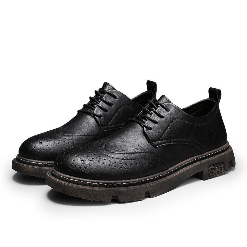 Herre Comfy Rund Tå Snørebånd Oxfords Brogue Casual Sko