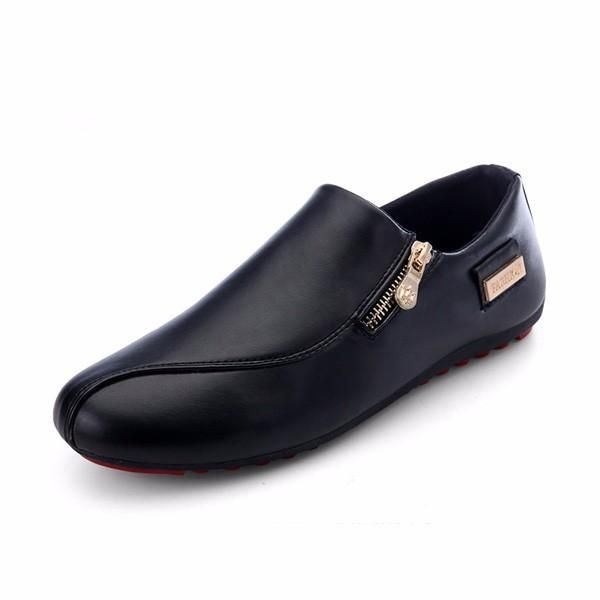 Herre Flats Shoes Slip On Casual Komfortabel Læder Lynlås Loafers Sko