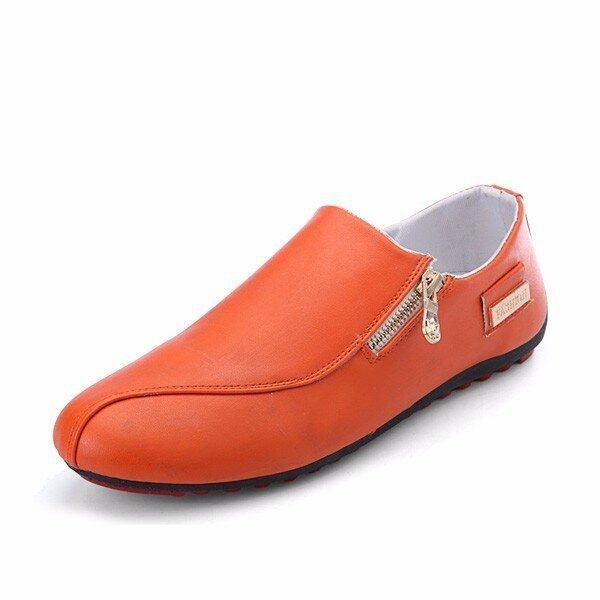 Herre Flats Shoes Slip On Casual Komfortabel Læder Lynlås Loafers Sko