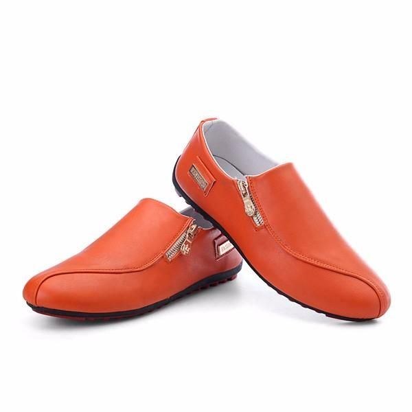 Herre Flats Shoes Slip On Casual Komfortabel Læder Lynlås Loafers Sko