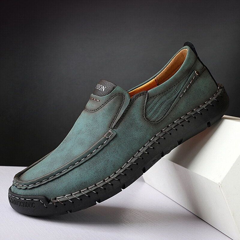 Herre Håndsømme Microfiber Læder Skridsikre Slip On Loafers