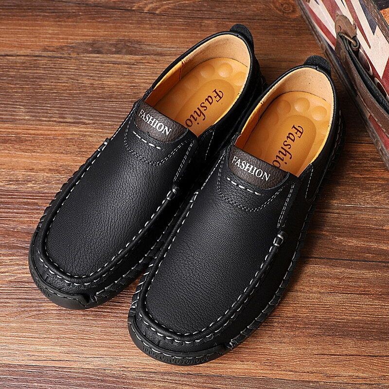 Herre Håndsømme Microfiber Læder Skridsikre Slip On Loafers