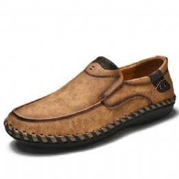 Herre Håndsyning Læder Slip On Soft Sole Casual Sko