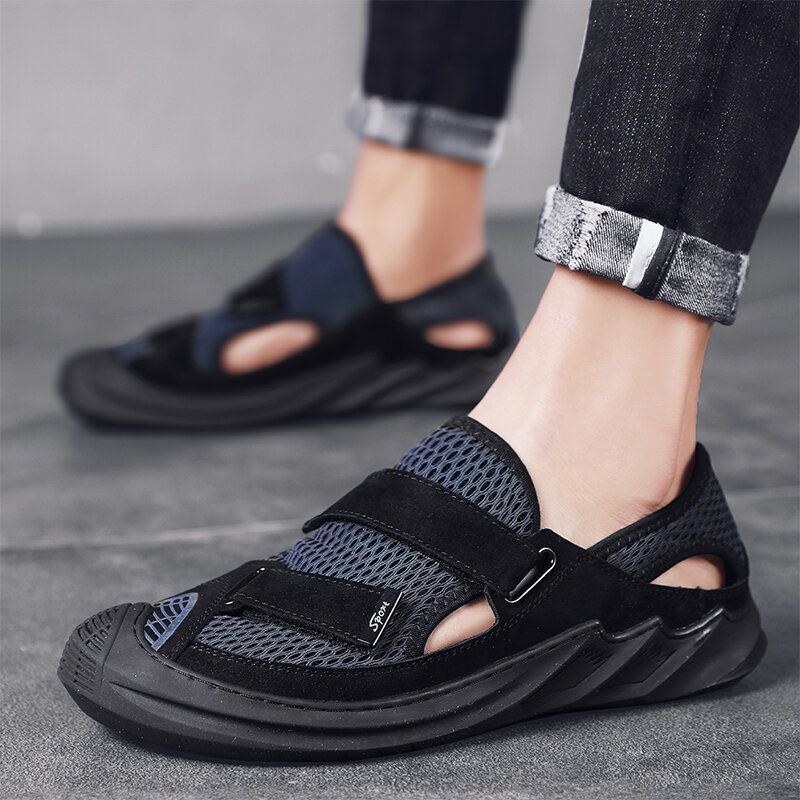 Herre Hook&loop Åndbar Mesh Skridsikker Casual Flats Sko