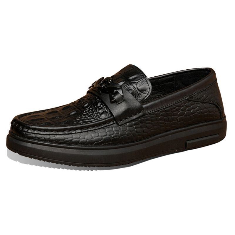 Herre Kohud Læder Komfortable Casual Flat Slip On Loafers