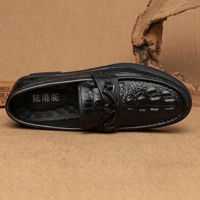 Herre Kohud Læder Komfortable Casual Flat Slip On Loafers