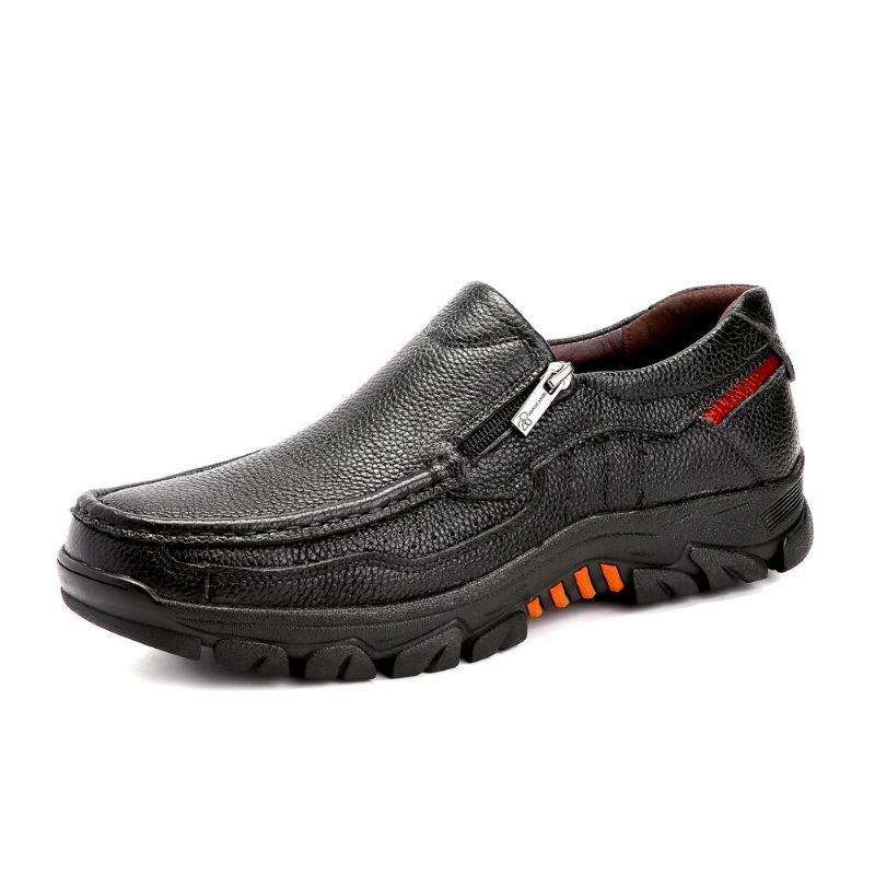 Herre Koskind Åndbar Blød Sål Slip On Comfy England Style Lynlås Casual Sko