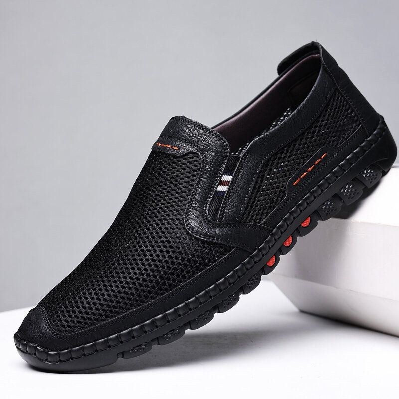 Herre Koskind Åndbar Mesh Udhulet Blød Bund Slip On Flat Casual Sko