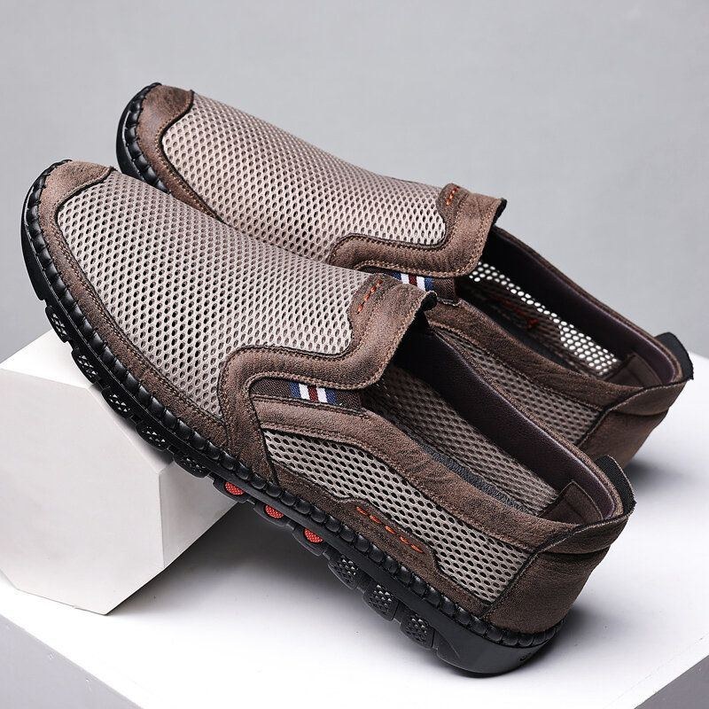 Herre Koskind Åndbar Mesh Udhulet Blød Bund Slip On Flat Casual Sko