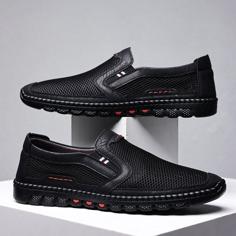 Herre Koskind Åndbar Mesh Udhulet Blød Bund Slip On Flat Casual Sko