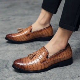 Herre Læder Åndbar Blød Sål Retro Crocodile Grain Slip On Casual Sko