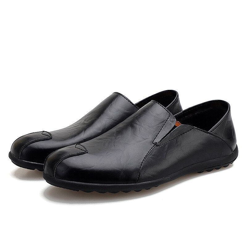 Herre Læder Behagelig Skridsikker Casual Slip On Driving Loafers