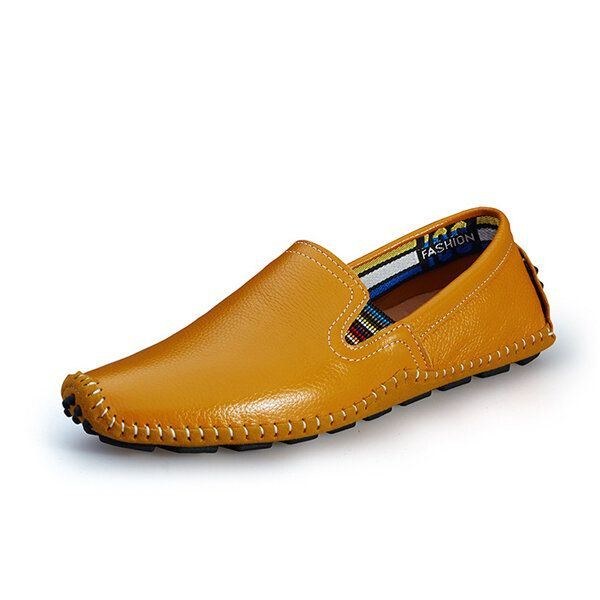 Herre Læder Casual Outdoor Driving Slip On Flats Loafers Sko