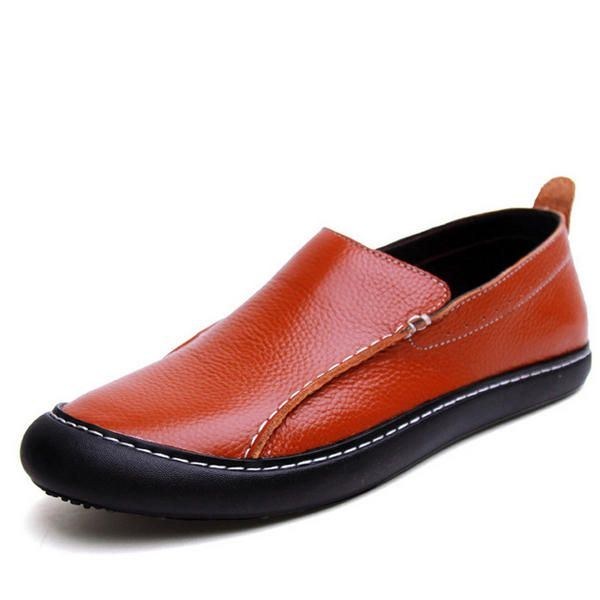 Herre Læder Casual Outdoor Slip On Soft Fashion Flat Loafers