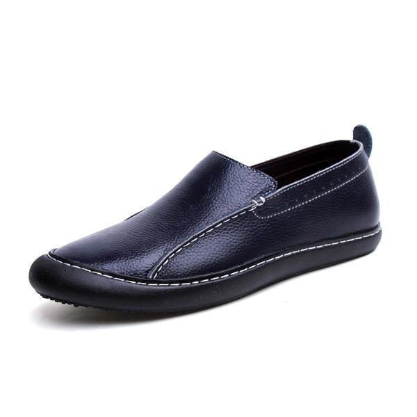 Herre Læder Casual Outdoor Slip On Soft Fashion Flat Loafers