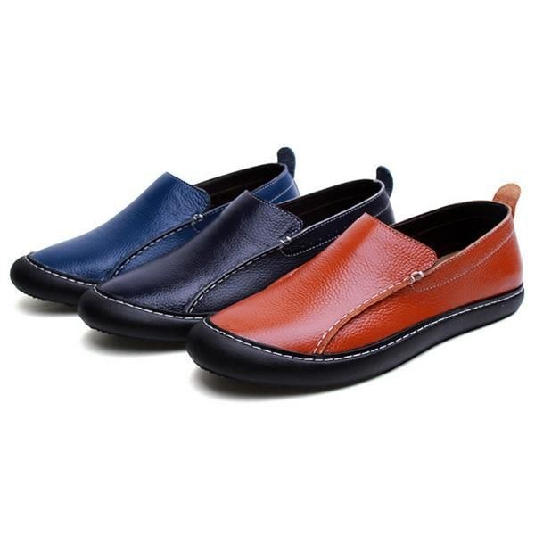 Herre Læder Casual Outdoor Slip On Soft Fashion Flat Loafers