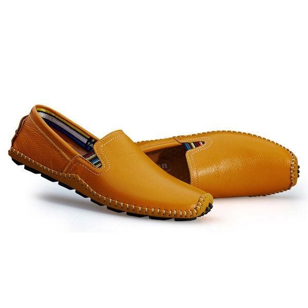 Herre Læder Casual Outdoor Soft Slip On Flat Loafers