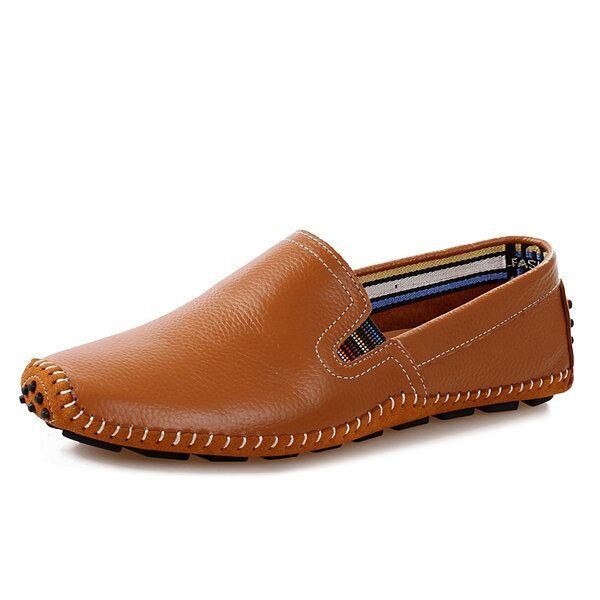 Herre Læder Casual Outdoor Soft Slip On Flat Loafers