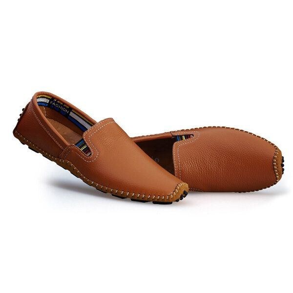 Herre Læder Casual Outdoor Soft Slip On Flat Loafers