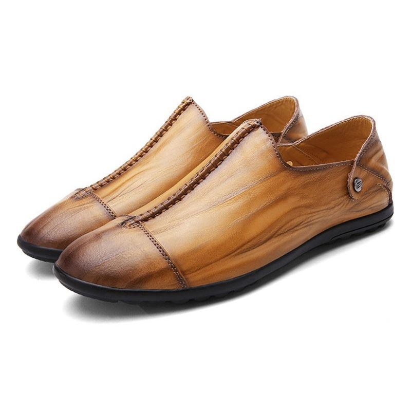 Herre Letvægts Ægte Læder Casual Slip On Flats