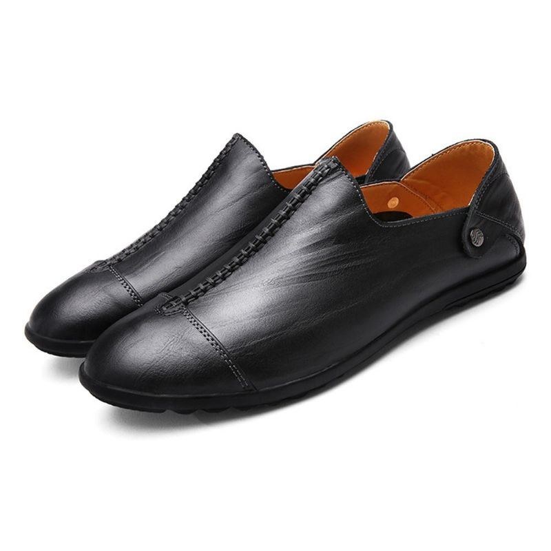 Herre Letvægts Ægte Læder Casual Slip On Flats