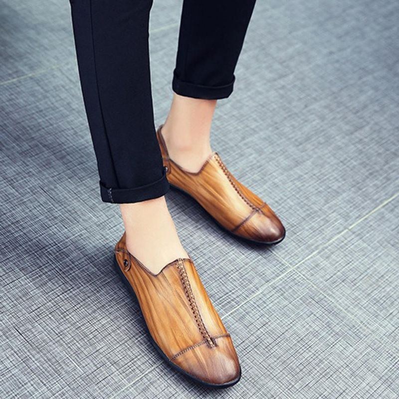 Herre Letvægts Ægte Læder Casual Slip On Flats