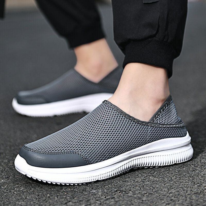 Herre Mesh Åndbar Blød Sål Komfortabel To Måder Slip On Casual Walking Sko