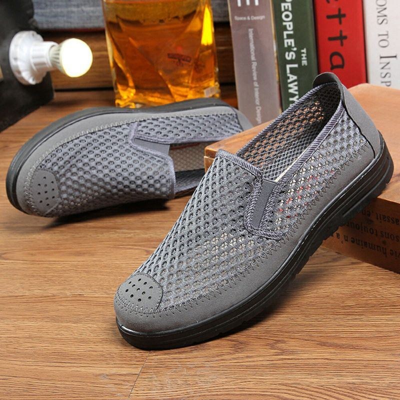 Herre Mesh Åndbar Skridsikker Behagelig Bund Slip On Old Peking Casual Sko