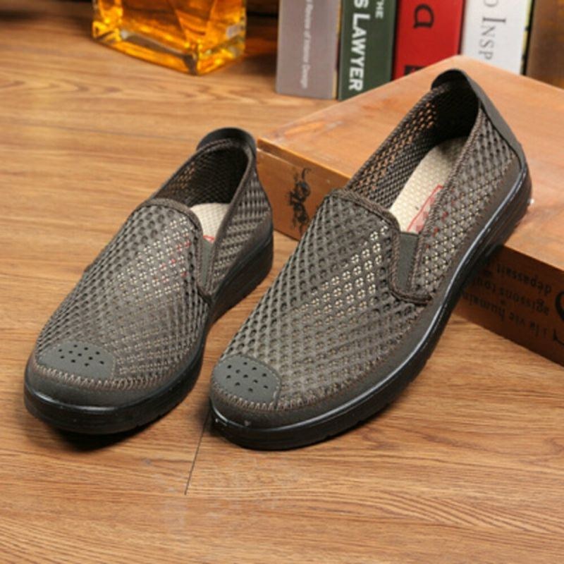 Herre Mesh Åndbar Skridsikker Behagelig Bund Slip On Old Peking Casual Sko