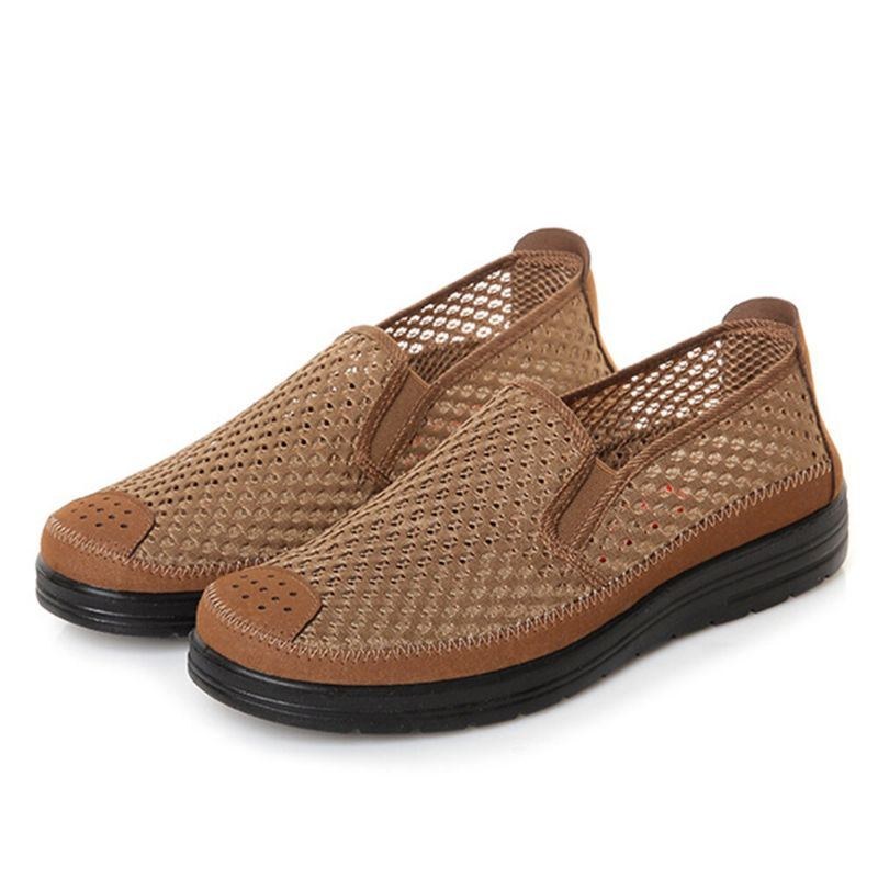 Herre Mesh Åndbar Skridsikker Behagelig Bund Slip On Old Peking Casual Sko