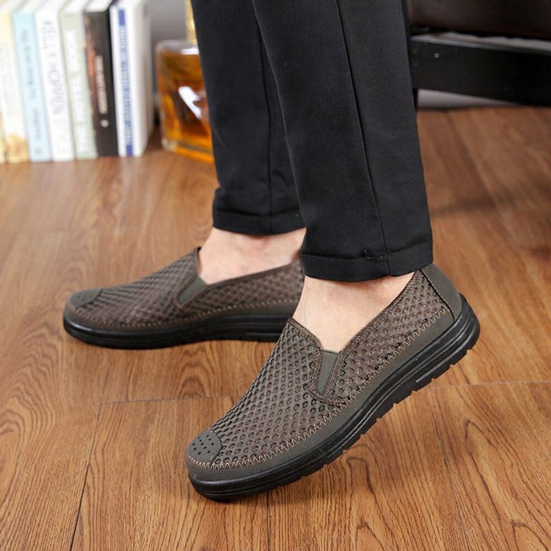 Herre Mesh Åndbar Skridsikker Behagelig Bund Slip On Old Peking Casual Sko