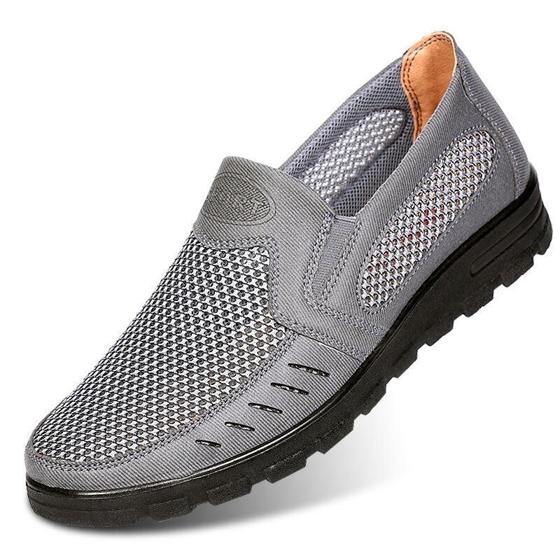 Herre Mesh Åndbar Udhulet Skridsikker Blød Sål Slip On Casual Sko