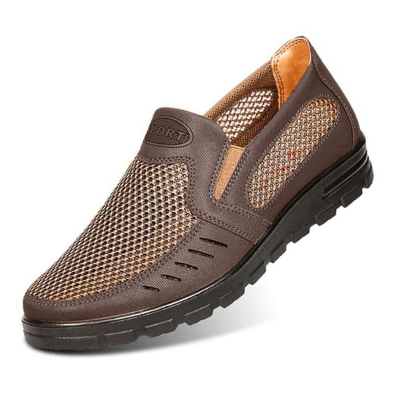 Herre Mesh Åndbar Udhulet Skridsikker Blød Sål Slip On Casual Sko