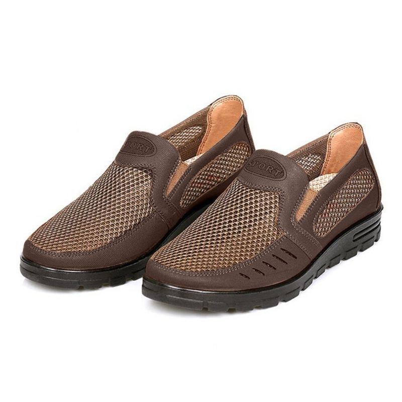 Herre Mesh Åndbar Udhulet Skridsikker Blød Sål Slip On Casual Sko