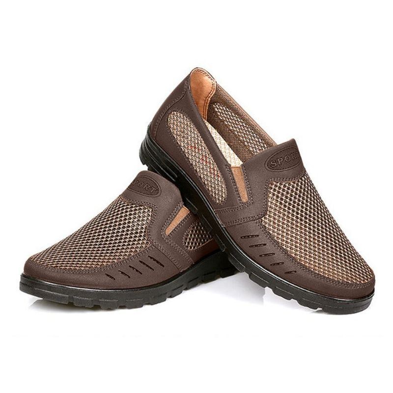 Herre Mesh Åndbar Udhulet Skridsikker Blød Sål Slip On Casual Sko