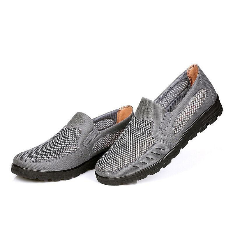 Herre Mesh Åndbar Udhulet Skridsikker Blød Sål Slip On Casual Sko