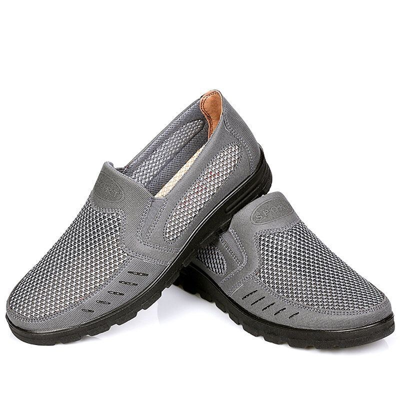 Herre Mesh Åndbar Udhulet Skridsikker Blød Sål Slip On Casual Sko