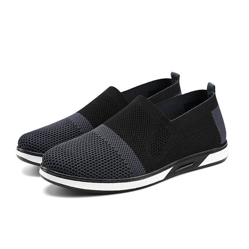 Herre Mesh Casual Sneakers Letvægts Åndbar Sneaker Casual Sportssko Strikket Behagelig Flad