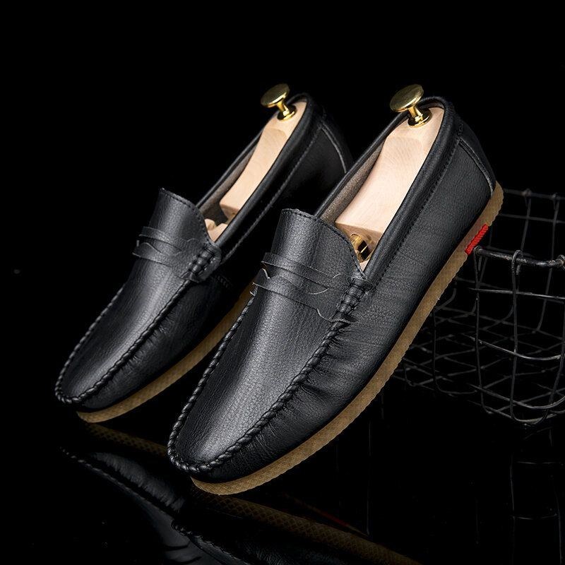 Herre Microfiber Åndbar Behagelig Bund Slip On Driving Loafers Casual Lædersko