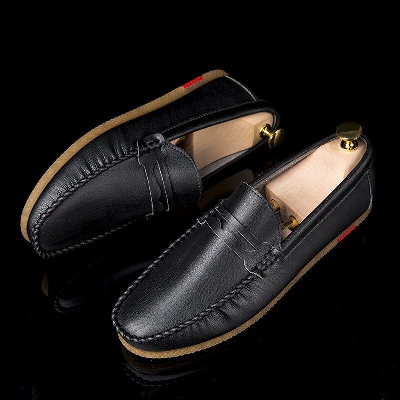 Herre Microfiber Åndbar Behagelig Bund Slip On Driving Loafers Casual Lædersko