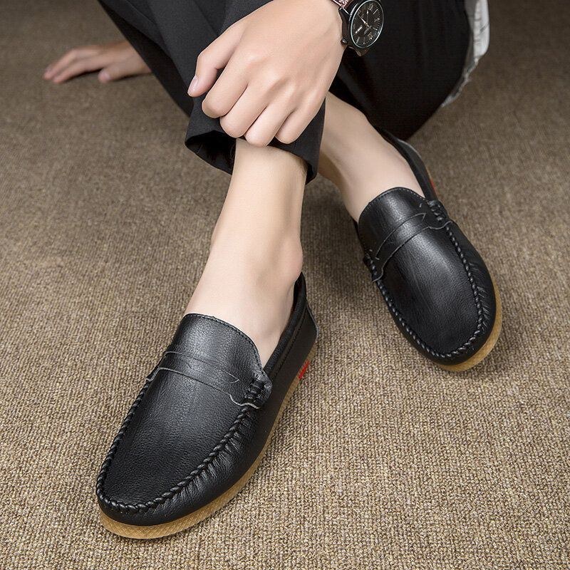 Herre Microfiber Åndbar Behagelig Bund Slip On Driving Loafers Casual Lædersko