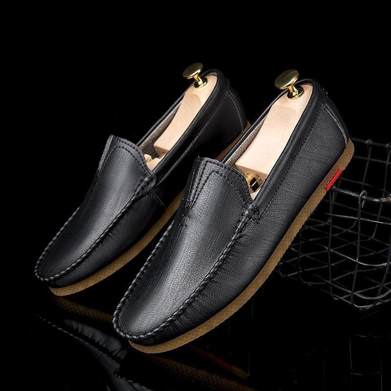 Herre Microfiber Åndbar Behagelig Bund Slip On Kørsel Casual Læder Loafers Sko