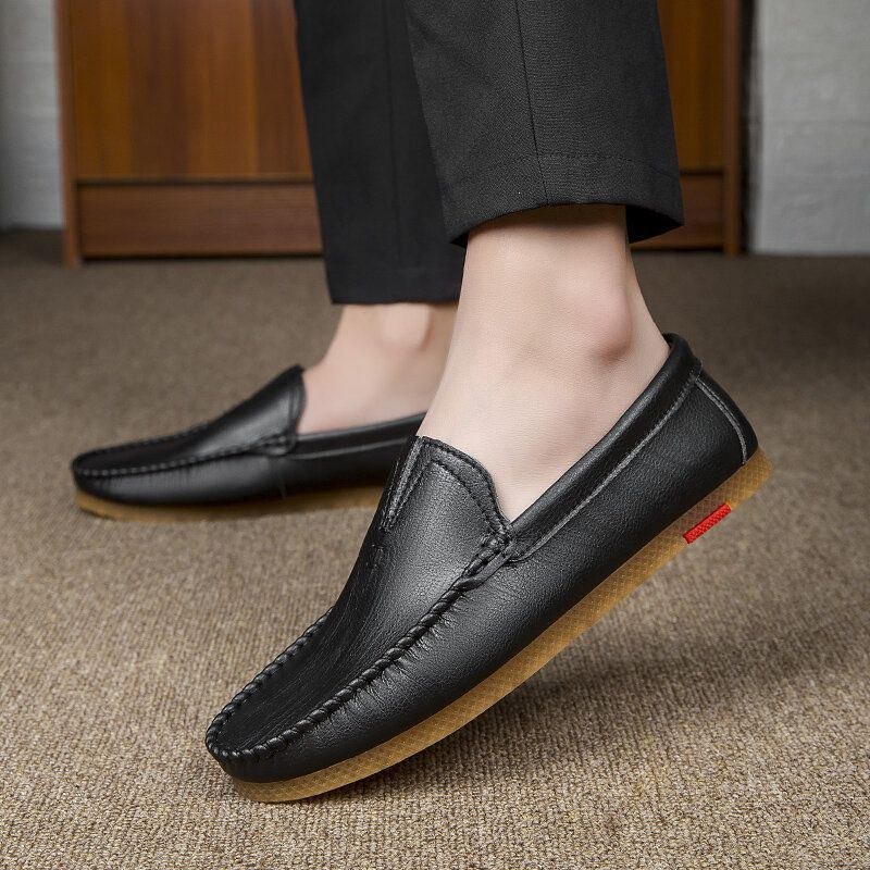 Herre Microfiber Åndbar Behagelig Bund Slip On Kørsel Casual Læder Loafers Sko