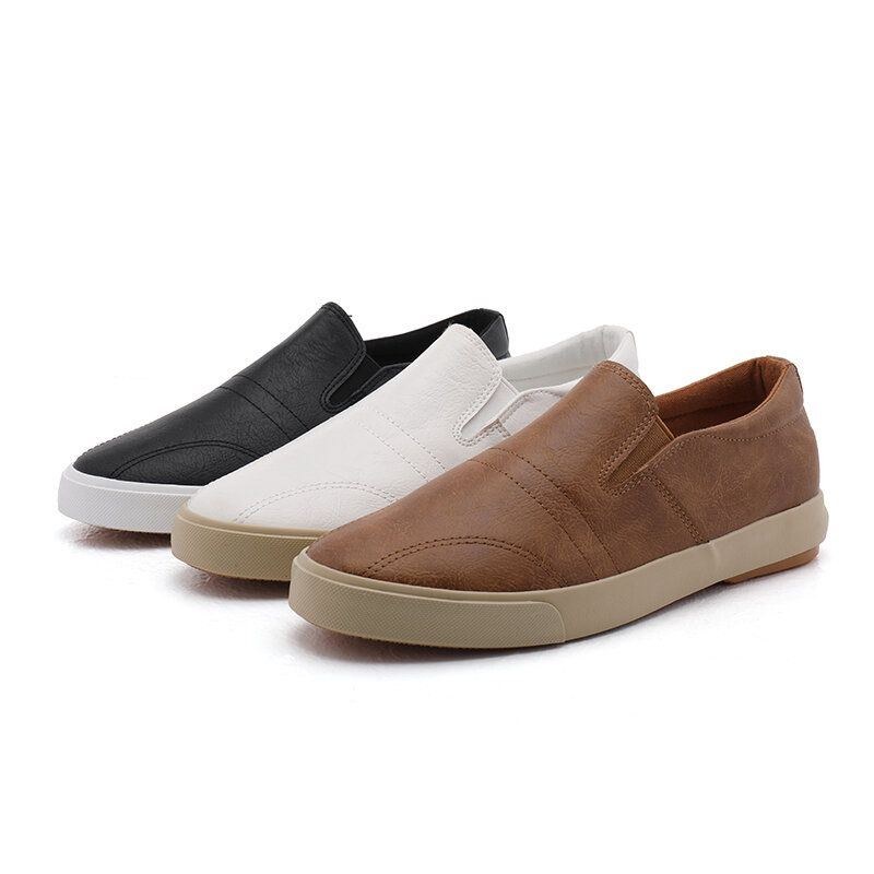 Herre Microfiber Åndbar Behagelig Bund Solid Slip On Casual Court Sko