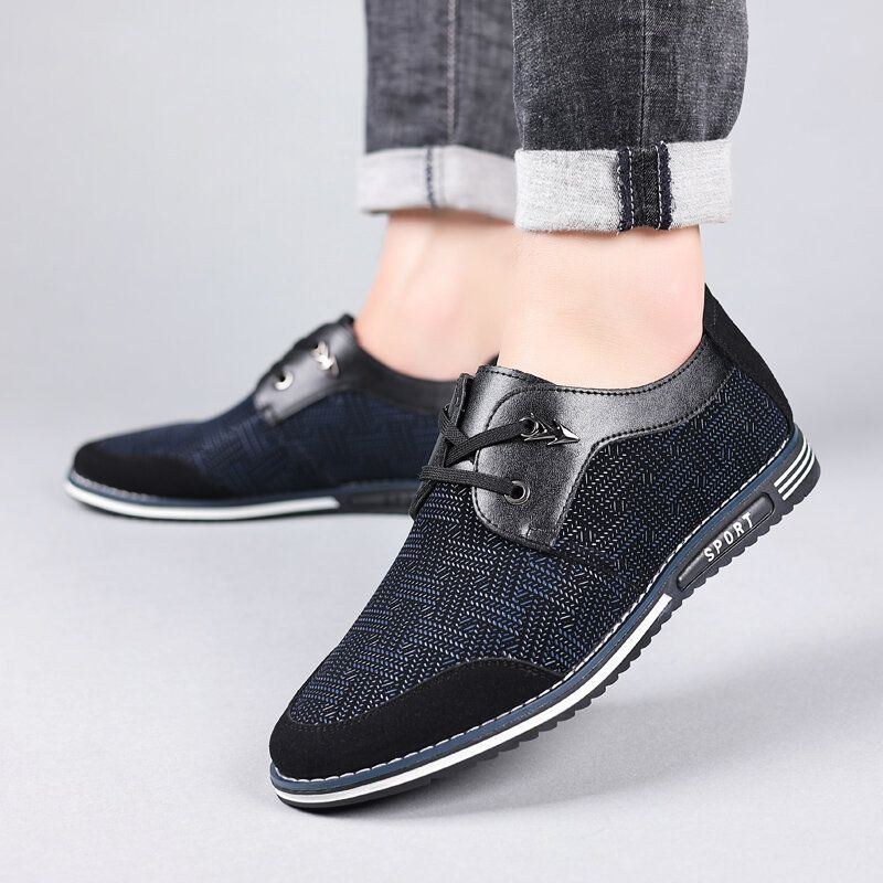 Herre Microfiber Åndbar Blød Bund Med Snøre Comfy Loafers Casual Business Sko